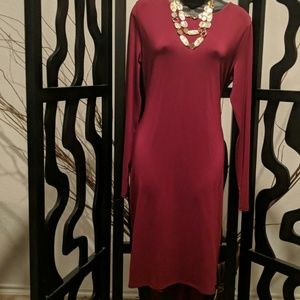 BCBG Burgundy Deep Vback Dress